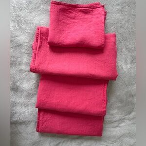 Yves Delorme Paris 100% Linen 4 Hot Pink Pillow Shams Made in France Luxury